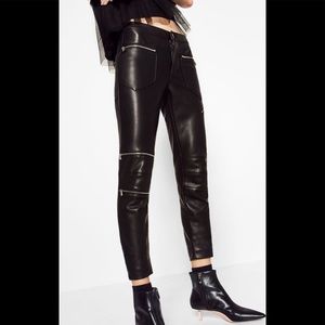 Zara size Medium leather pants with zippers. NWOT